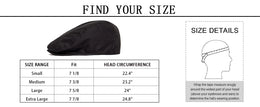 BOTVELA Men Classic Cotton Twill Newsboy Flat Hat Vintage Ivy Outdoor Driving Hat Fitted Cap