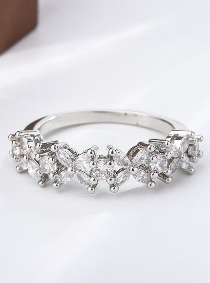 Luxury Female Small Natural Diamond Stone Ring 925 Silver Plated Engagement Ring Vintage Wedding Rings for Women