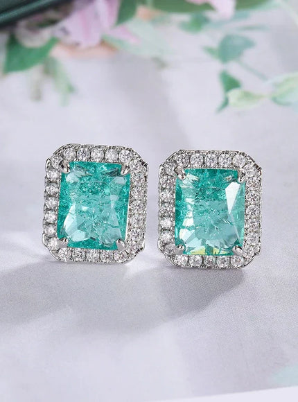 KissIcon 925 Sterling Silver Earrings -Green Zircon Sparkle
