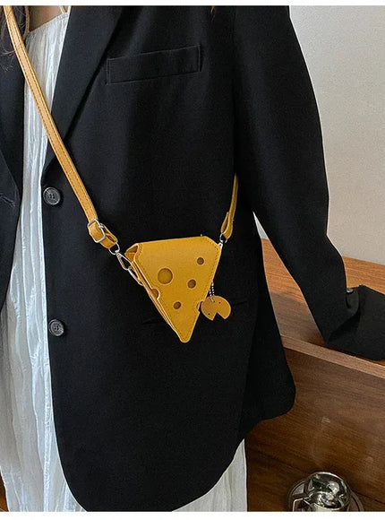 Cheese Triangle Crossbody – Adorable Hole-patterned Mini
