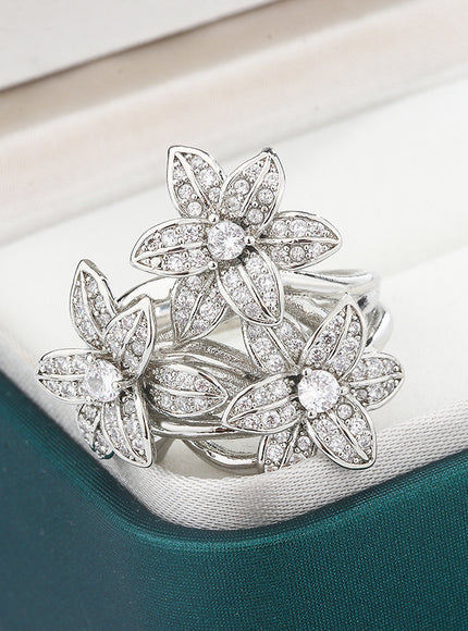 KissIcon Pear Zircon Ring 925 Stamp Sparkling Gift For Women