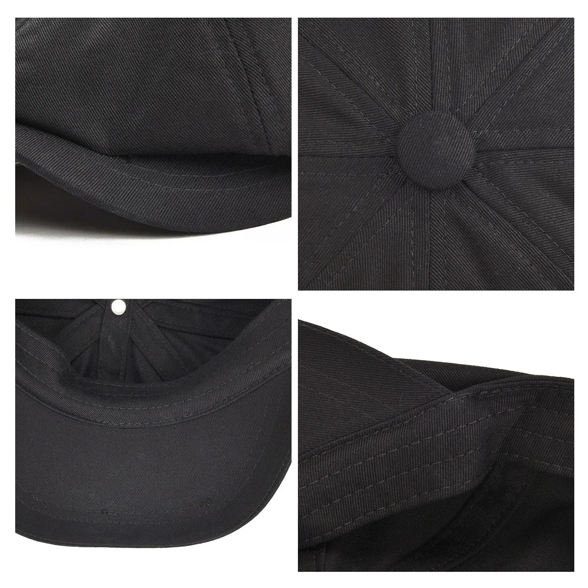BOTVELA Newsboy Cap Men's Twill Cotton Eight Panel Hat Women's Baker Boy Caps Retro Big Large Hats Male Boina Black Beret 003