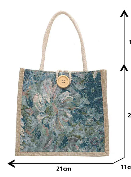 Ins Hand Linen Students Handbags Top-handle Bags