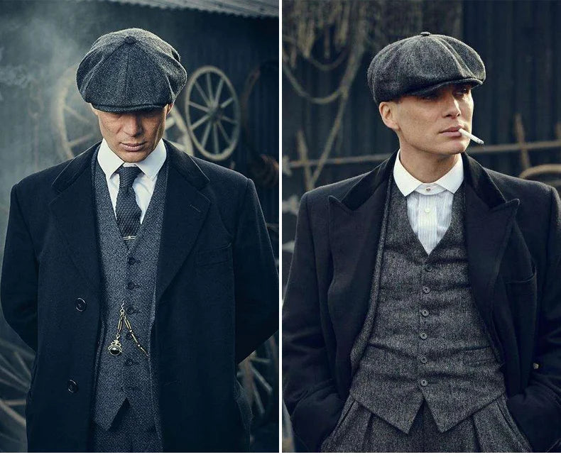 Men's Tweed British Newsboy Hat Herringbone Gatsby Hat Street Hats Octagonal Brim Hat Four Seasons Hip Hop Beret Painter Hat