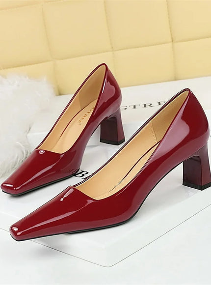 2024 Spring Versatile Fashion Shallow Mouth Patent Leather