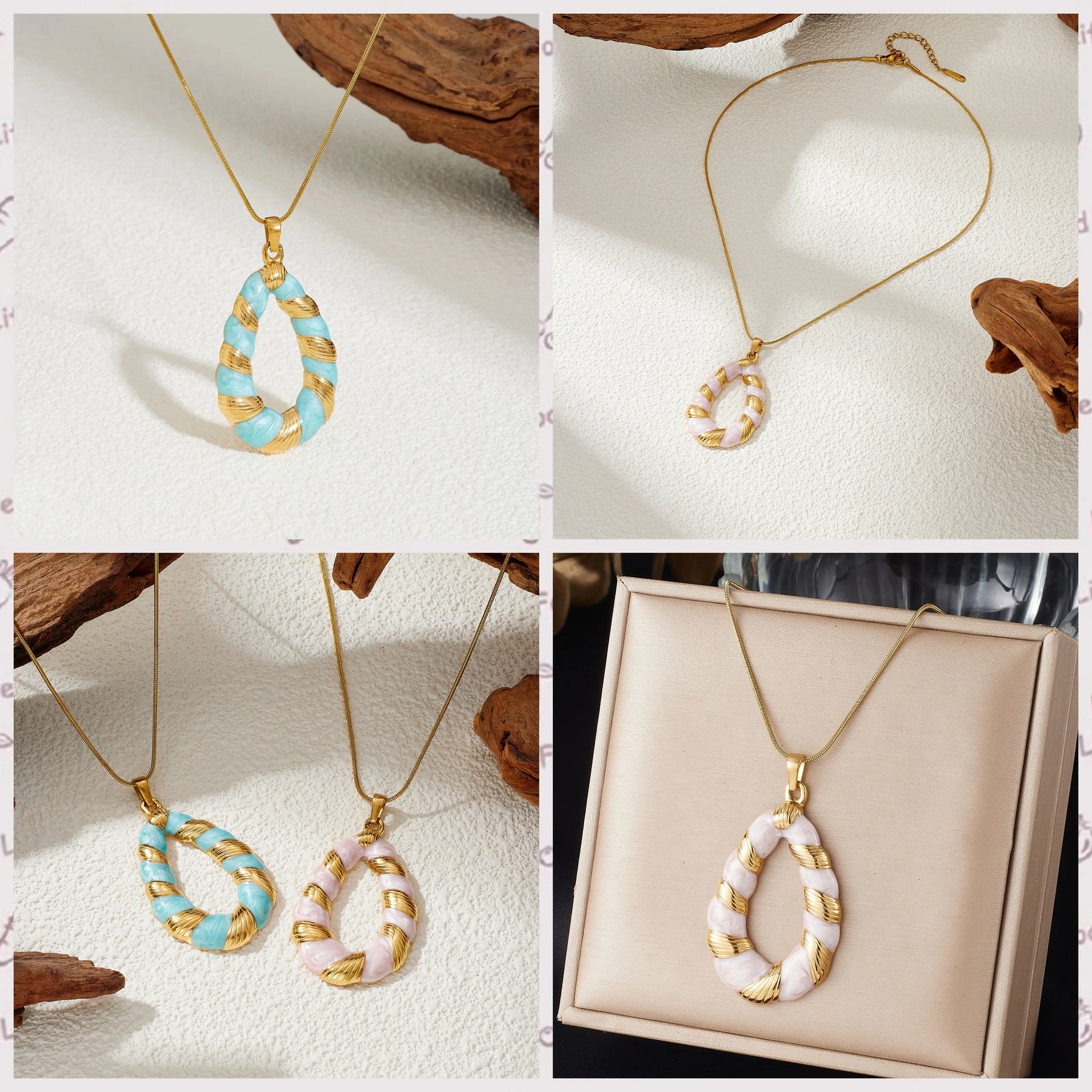 DIEYURO Multicolor Pastel Enamel Heart Cross Sun Floral Pendant Necklace Collection Lady Stainless Steel Waterproof Jewelry Gift