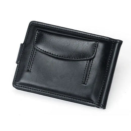 New Small Men's Leather Wallet With Coin Pocket Money Clip 5 Credit Card Slots A Metal Clamp ID Cash Holder Purse For Male