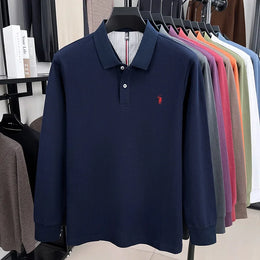 100% cotton spring and autumn new men's long sleeved casual comfortable fashion brand polo shirt exquisite pony embroidery top