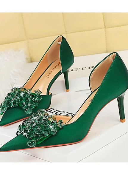 2024 New Rhinestone Women Pumps Bow knot Retro