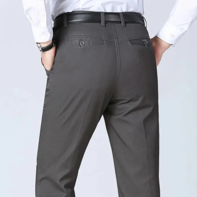 Mens 100% Cotton Summer Thin Autumn Thick Trousers Fashion Brand Cargo Pants Smart Casual Solid Khaki Black Suit Pant GOZBKF