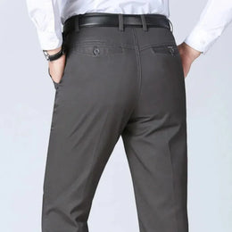 Mens 100% Cotton Summer Thin Autumn Thick Trousers Fashion Brand Cargo Pants Smart Casual Solid Khaki Black Suit Pant GOZBKF