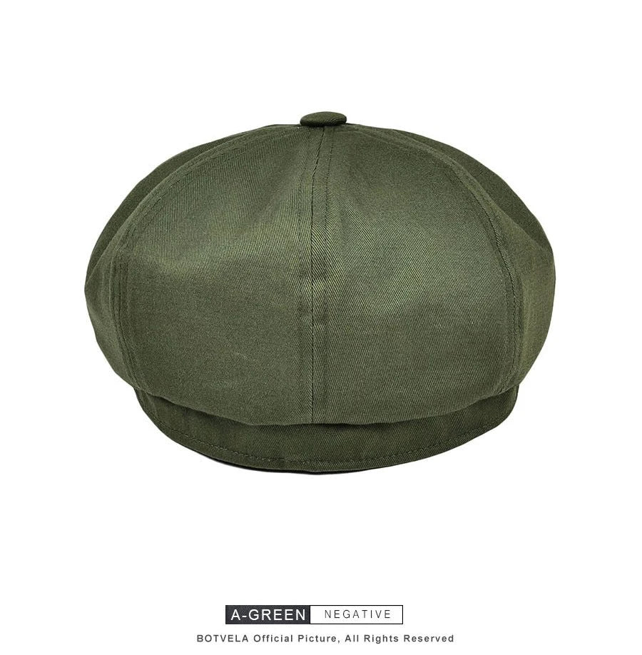 BOTVELA Men's Newsboy Cap Twill Cotton 8 Panel Hat Flat Ivy Cabbie Casual Baker Caps Gatsby Hat Retro Hats Boina Beret for Male