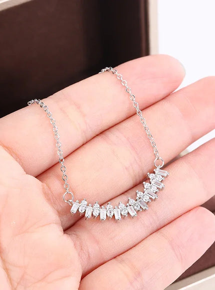 KissIcon 925 Silver Zircon Smile Necklace - Elegant Gift