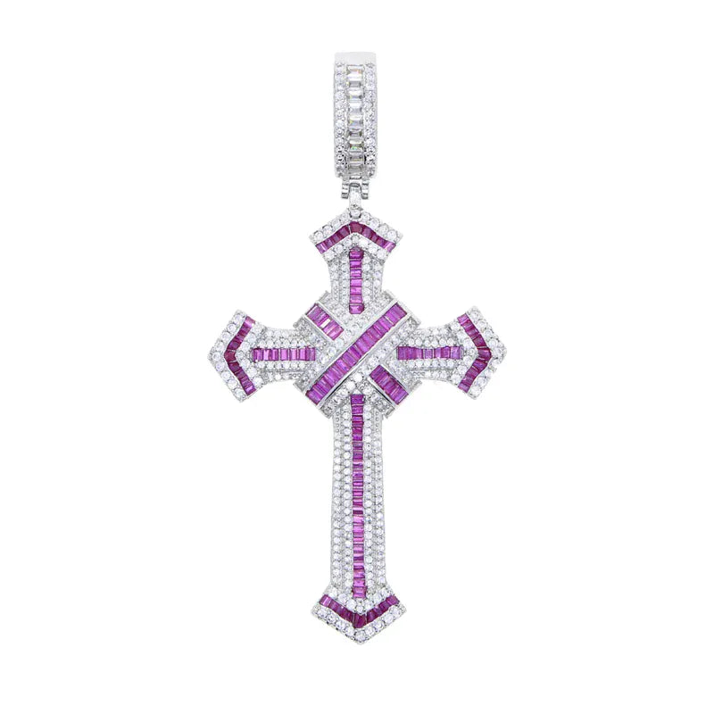 2025 New Cross Pendant for Men Women Full Iced Out Cubic Zircon Hip Hop Necklace Link Chain Fashion Rock Jewelry