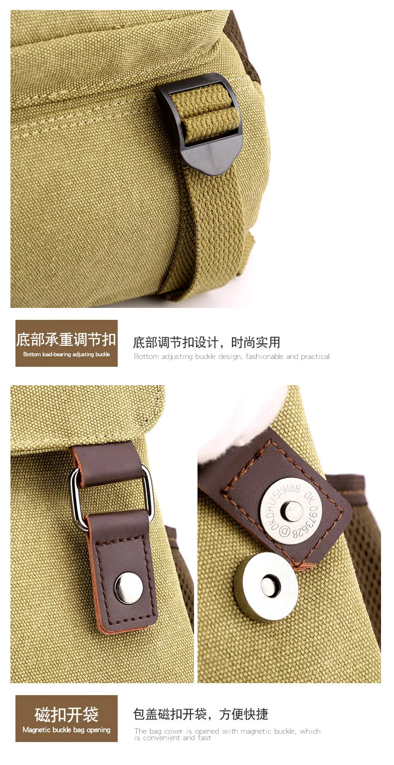 Small Mens Backpack Canvas Casual Backpacks for Men 2025 Mini Male School Bag Rucksack Man Multi-function Crossbody Bag Travel