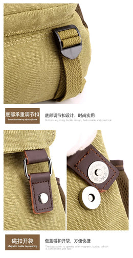 Small Mens Backpack Canvas Casual Backpacks for Men 2025 Mini Male School Bag Rucksack Man Multi-function Crossbody Bag Travel