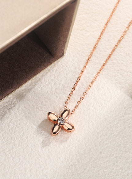KissIcon Rose Gold Clover Necklace - Elegant Party Jewelry