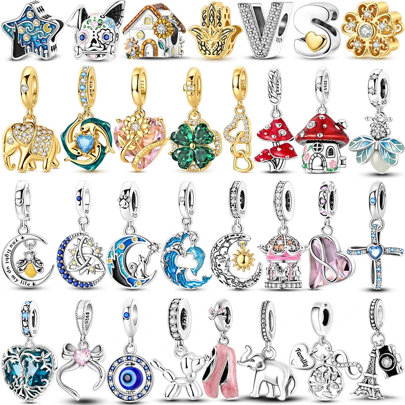 925 Sterling Silver Tree of Life Bead Luminous Firefly Dangle Butterfly Charms Fit Original Bracelet DIY Jewelry Gift for Women