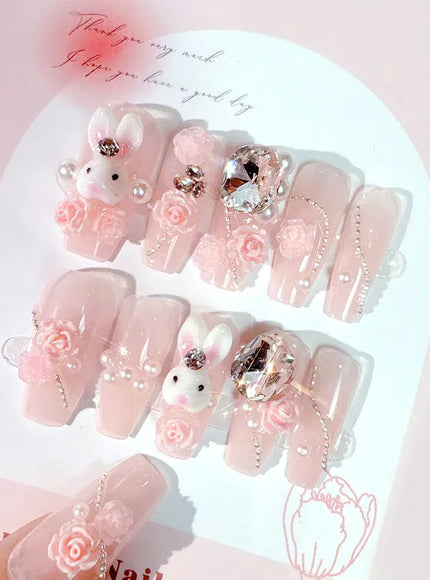 KissIcon Blush Pink Nails Pearl 3D Tips -