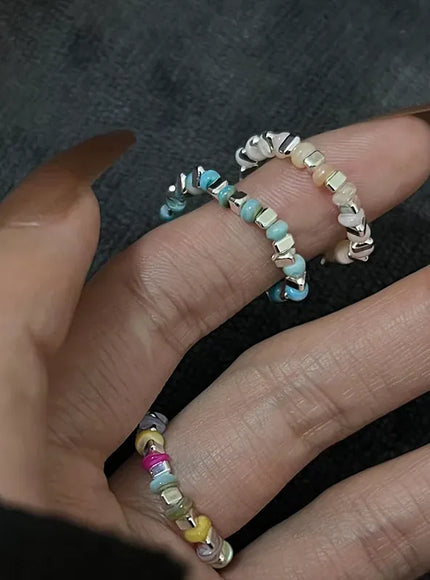 Kissicon Colorful Beaded Ring – Irregular Beads Gift