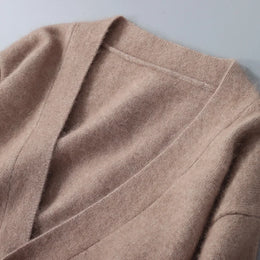 2025 Autumn Winter New Cardigan Men's V-Neck Top 100% Mink Cashmere Knitted Sweater Casual Loose Large Long Sleeved Shirt Jacket