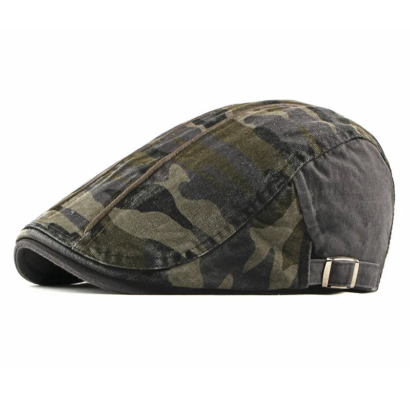 Men's Camouflage Flat Top Baseball Cap, Outdoor Sports Caps, Tactical Dad Hat, Casual Cadet, Trucker Hats