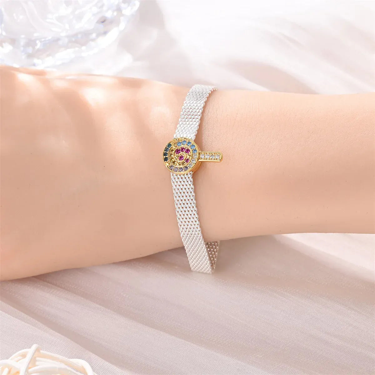 KissICON 925 Silver Gemstone Universe Starry Sky Flower Gold Bead Pendant Suitable For Pan 925 Original Bracelet Diy Jewelry