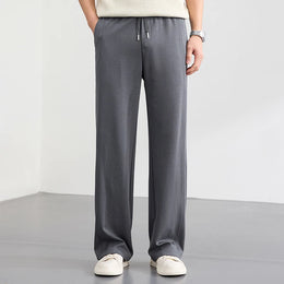 Lyocell Cotton Men's Casual Pants Breathable Straight Leg Loose Fit Elastic Waist Ice Silk Quick Dry Trousers Spring Summer 2026