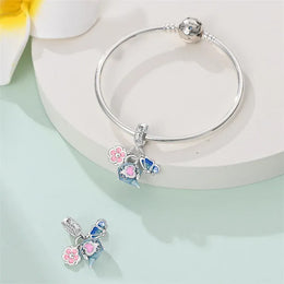 KissICON 925 Silver Plated Magic Mirror Princess Angel Pink Charm Beads Suitable Fit Pan 925 Original Bracelet Exquisite Diy Jewelry