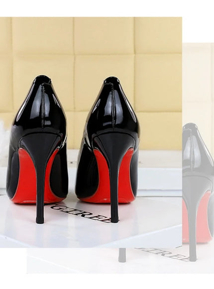 Fashionable Simple Slim Heels High Heels Glossy Patent