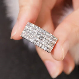 KissICON T0204 / 6 Iced Out Rings Silver Zircon Crystal Band Ring