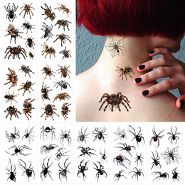 10pcs 3D Spider Temporary Tattoos - Realistic Waterproof & Easy- Stickers for Halloween Costumes, Makeup, and Party Supplies