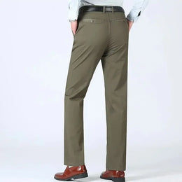 Mens 100% Cotton Summer Thin Autumn Thick Trousers Fashion Brand Cargo Pants Smart Casual Solid Khaki Black Suit Pant GOZBKF