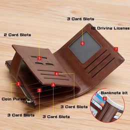 Men's Coin Purse Wallet RFID Anti-theft Man Leather Wallet Zipper Business Card Holder Money Bag Wallet Male