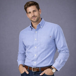 Men's 100% Cotton Smart Casual Shirt Long Sleeve Plaid Oxford Casual Solid Color Print Regular Fit Dress Shirt Oversized  6XL