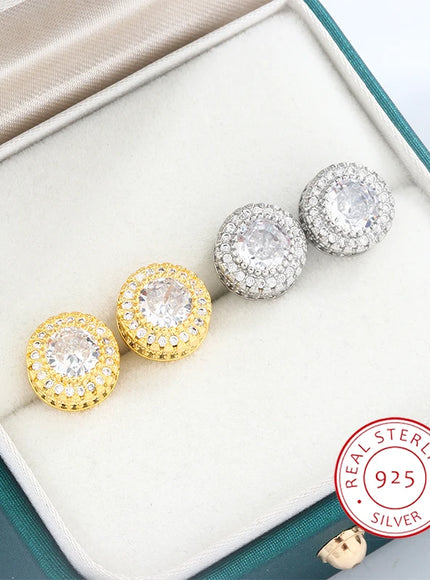 KissIcon Hip Hop Round Zircon Earrings -Micro Diamond Shine