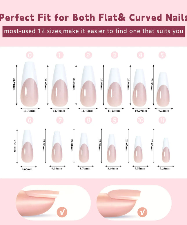 Colorful Fake Nails Set - Adhesive Glue Press