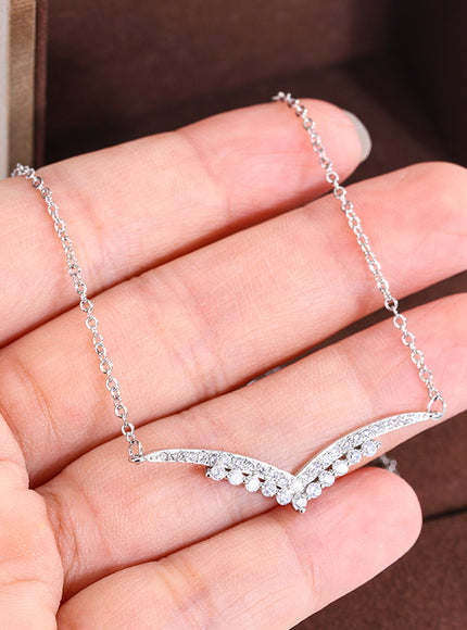 KissIcon New Style V Pendant Necklace - Sparkling Zircon