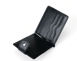 New Small Men's Leather Wallet With Coin Pocket Money Clip 5 Credit Card Slots A Metal Clamp ID Cash Holder Purse For Male