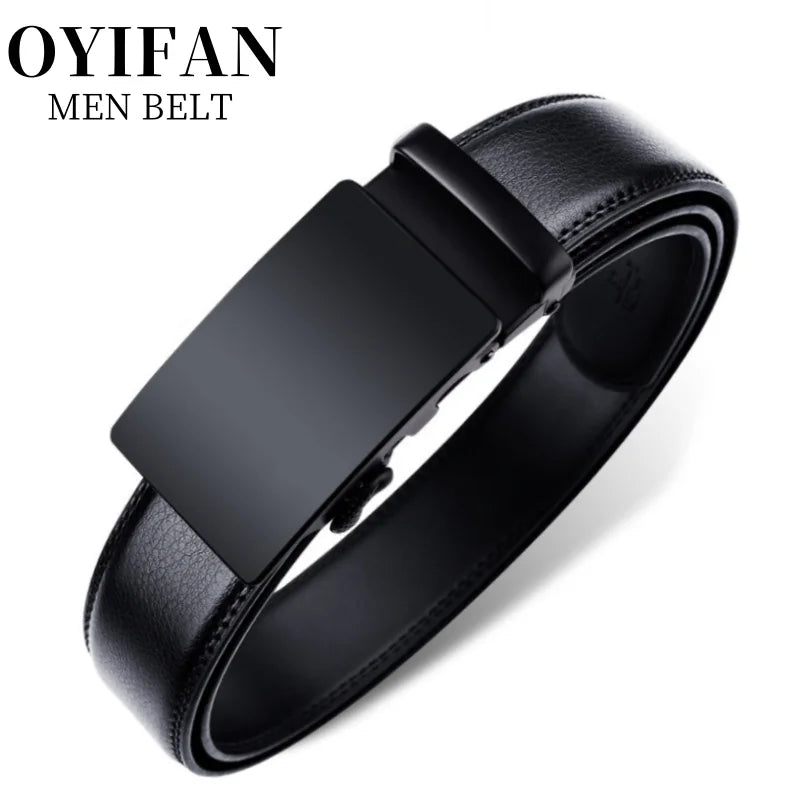 Automatic Buckle Belts for Men High Quality Brown/Black Genuine Leather Belts with Adjustable Ratchet Belt for Men