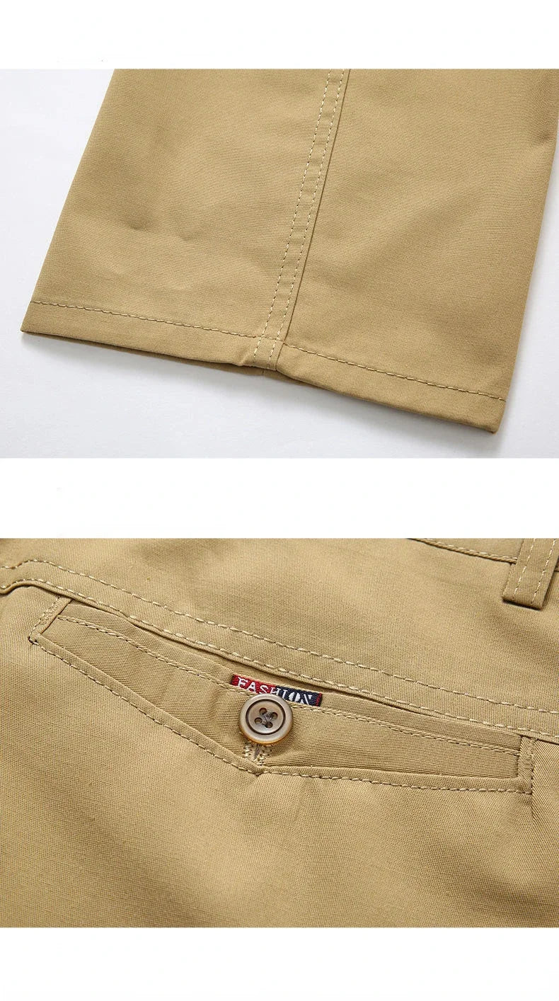Mens 100% Cotton Summer Thin Autumn Thick Trousers Fashion Brand Cargo Pants Smart Casual Solid Khaki Black Suit Pant GOZBKF