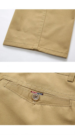 Mens 100% Cotton Summer Thin Autumn Thick Trousers Fashion Brand Cargo Pants Smart Casual Solid Khaki Black Suit Pant GOZBKF