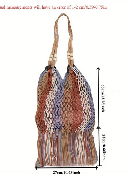 Hand-woven Cotton Thread Ethnic Hollow Shoulder Tote
