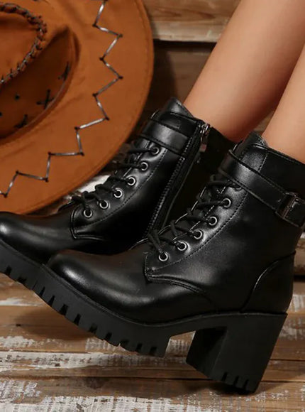Fashion Pu Leather Ankle Boots for Women Autumn