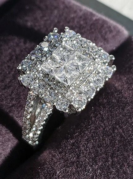 Kissicon Gorgeous Square Shape Ring – Iced Zircon