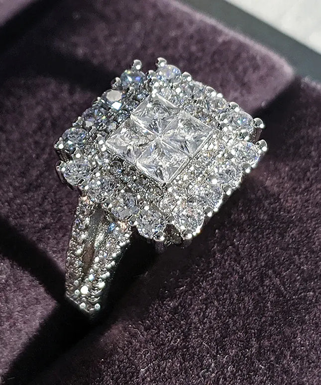 Kissicon Gorgeous Square Shape Ring – Iced Zircon