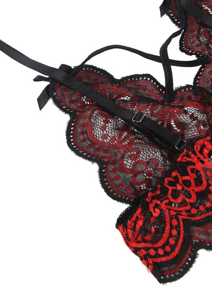 plus size sexy lingerie lace cross band embroidery decoration sexy bra panties lingerie set wholesale from M-5XL