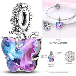 925 Sterling Silver Tree of Life Bead Luminous Firefly Dangle Butterfly Charms Fit Original Bracelet DIY Jewelry Gift for Women