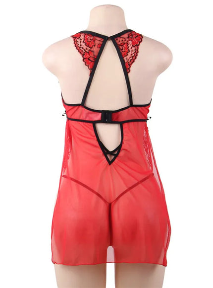 Plus Size Red Color Woman Sexy Bedroom Lingerie Babydoll Sleepwear Nightwear Dre ss from M/5XL