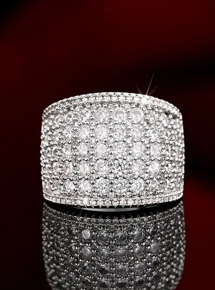 Iced Out Rings Silver Zircon Crystal Band Ring